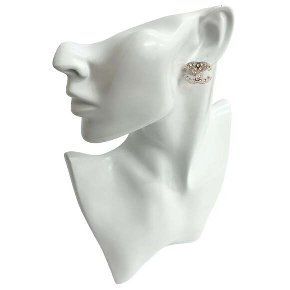 CHANEL Authentic Pink Logo Earrings